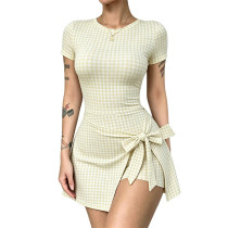 Checkered yoga jumpsuit short skirt