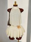 Sleeveless hanging neck backless short dress