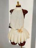 Sleeveless hanging neck backless short dress