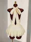 Sleeveless hanging neck backless short dress