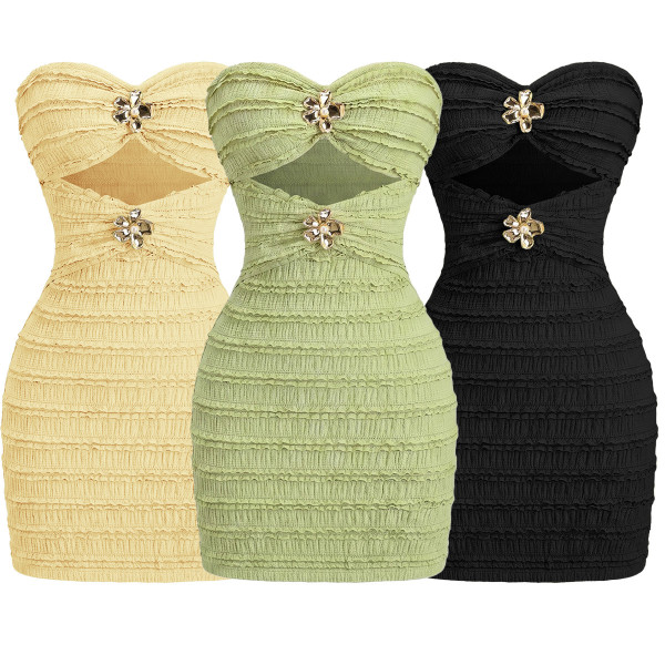 Skirt with strapless texture and pleated dress