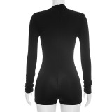 Sexy Deep V Long Sleeve Bodycon Short Bodysuit D26RP245 