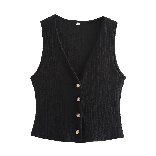 Sleeveless vest long pants V-neck set
