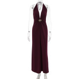 Hanging neck deep V-dress