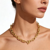 Geometric metal buckle collarbone necklace PJ999978614848