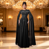 Hot pressed diamond cape big swing dress