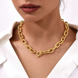 Geometric metal buckle collarbone necklace PJ999978614848