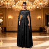 Hot pressed diamond cape big swing dress