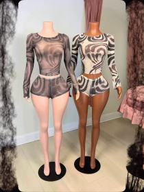 Two piece set of blended printed mesh