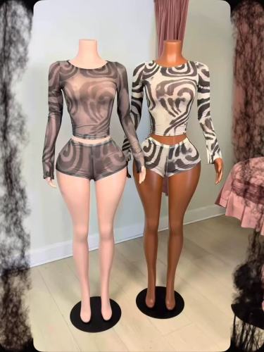 Two piece set of blended printed mesh