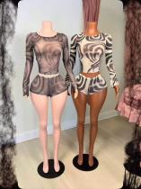 Two piece set of blended printed mesh Two piece set of blended printed mesh