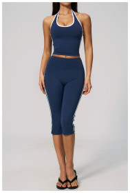 Hanging neck with chest cushion, beautiful back, quick drying, abdominal compression, high waist sports set