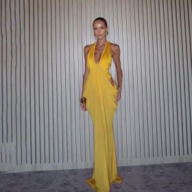 Pleated waist cinching dress
