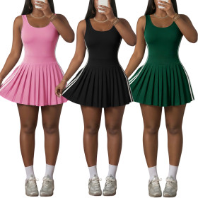 Sleeveless vest skirt, hip hugging skirt