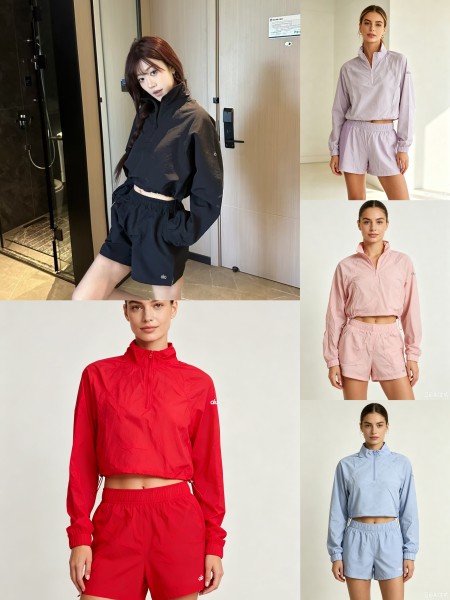 High quality women's long sleeved jacket and shorts two-piece set