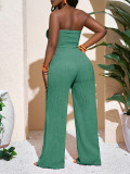 Bow tie strapless jumpsuit with texture, strapless wide leg pants