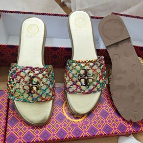 Woven hollow sandals with a straight slope and slippers