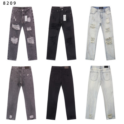 Leather Embroidered Letter Jeans