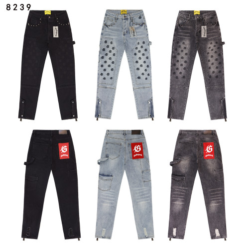 Leather Embroidered Letter Jeans