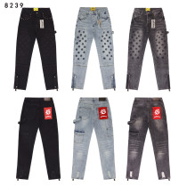 Leather Embroidered Letter Jeans Leather Embroidered Letter Jeans