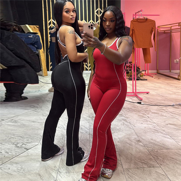 Backless tight fitting hip lifting jumpsuit LTK243001-QS4303