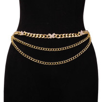 Multi layer chain geometric peach heart body chain S704852940717 Multi layer chain geometric peach heart body chain S704852940717