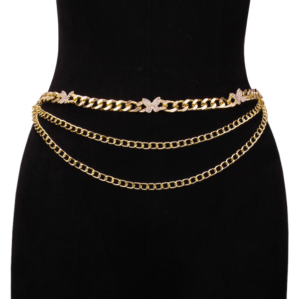 Multi layer chain geometric peach heart body chain S704852940717