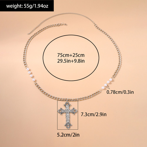 Pearl Body Chain Lace Cross Waist Chain Waist Jewelry S1072154183426
