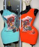 Printed cross shoulder tight dress FC1519