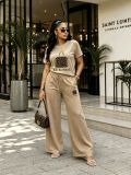 Diamond hot short sleeved wide leg pants two-piece set S1077577700836