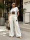 Diamond hot short sleeved wide leg pants two-piece set S1077577700836