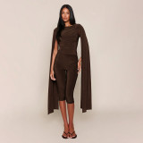 Long sleeve ribbon cropped pants set J26ST387