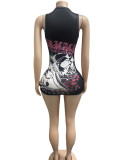 Skeleton print sleeveless vest dress FC1522