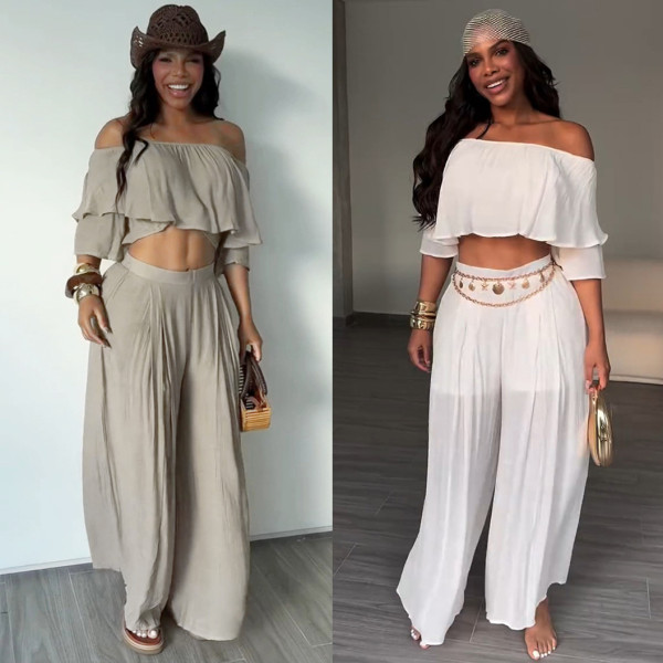 Loose lace long pants two-piece set K3906