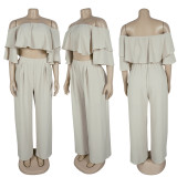 Loose lace long pants two-piece set K3906