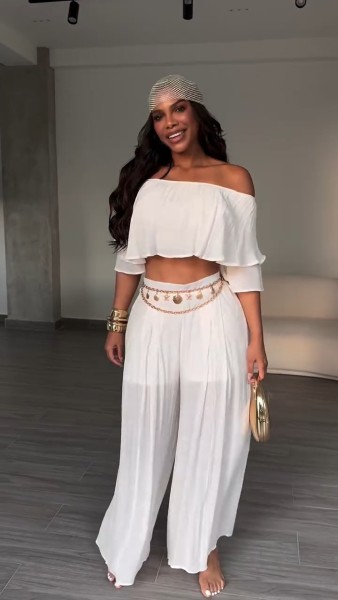 Loose lace long pants two-piece set K3906