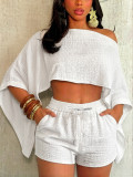 Off shoulder top, pocket shorts A715