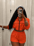 Windproof jacket top with spliced shorts two-piece set A706
