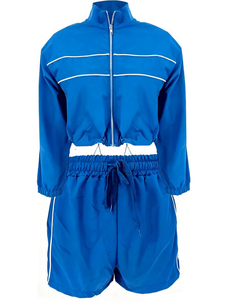 Windproof jacket top with spliced shorts two-piece set A706