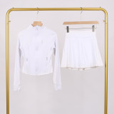 Short standing collar jacket and short skirt set LU1046997315629