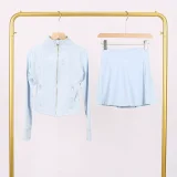 Short standing collar jacket and short skirt set LUG1046997315629