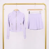 Short standing collar jacket and short skirt set LUG1046997315629