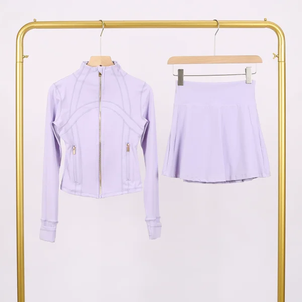 Short standing collar jacket and short skirt set LUG1046997315629