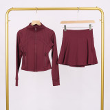 Short standing collar jacket and short skirt set LU1046997315629