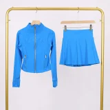 Short standing collar jacket and short skirt set LUG1046997315629