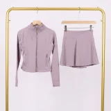 Short standing collar jacket and short skirt set LUG1046997315629