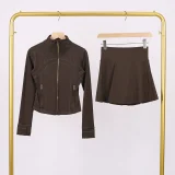 Short standing collar jacket and short skirt set LUG1046997315629