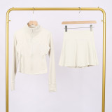 Short standing collar jacket and short skirt set LU1046997315629