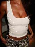 Umbilical U-neck vest with beaded top XS-T4B17820A