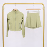 Short standing collar jacket and short skirt set LU1046997315629